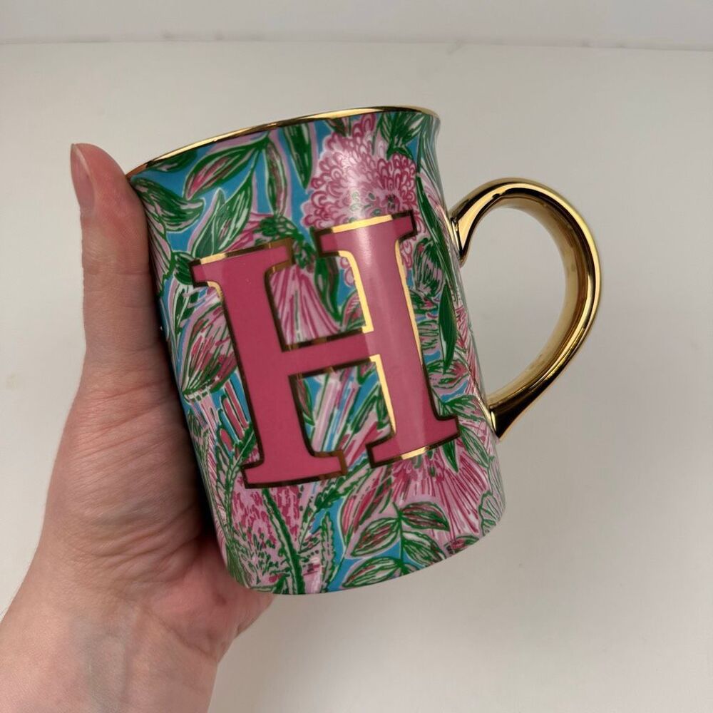 Lilly Pulitzer H Monogrammed Ceramic Mug - Picture 2 of 5